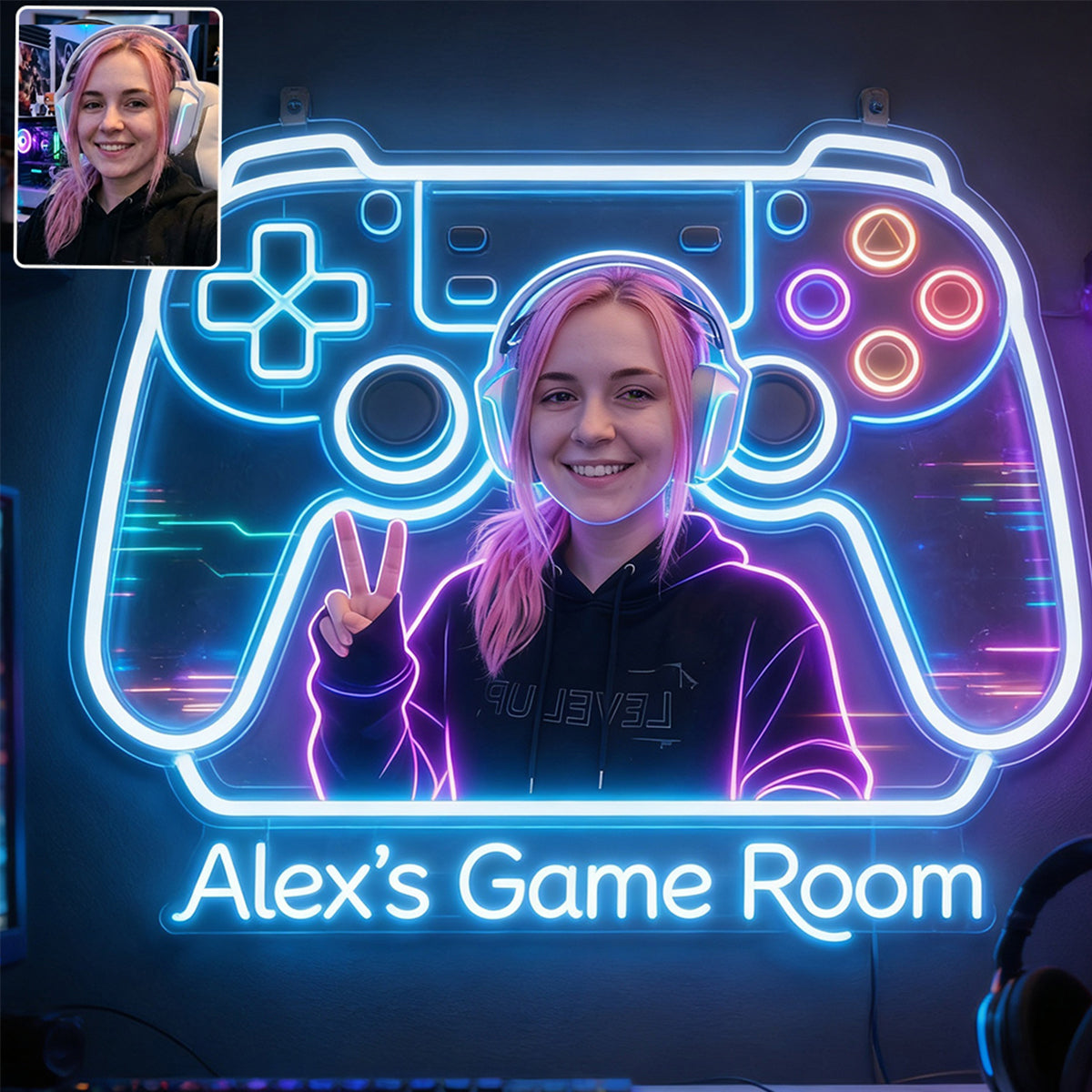 Gamer Raumdekoration - Personalisierte LED Licht Acrylschild