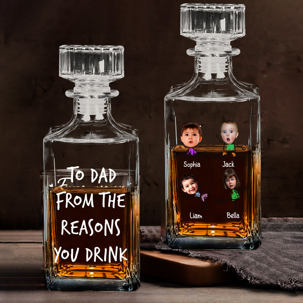 To Dad From The Reasons To Drink - Personalized Father Whiskey Decanter Set