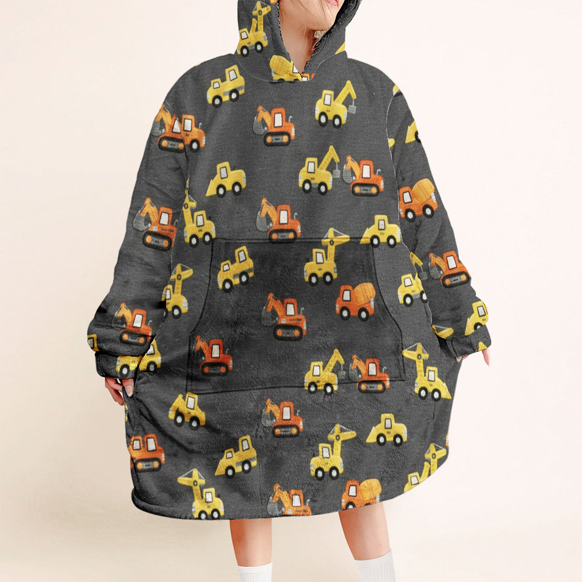 Construction Machines - Personalized Kid Blanket Hoodie