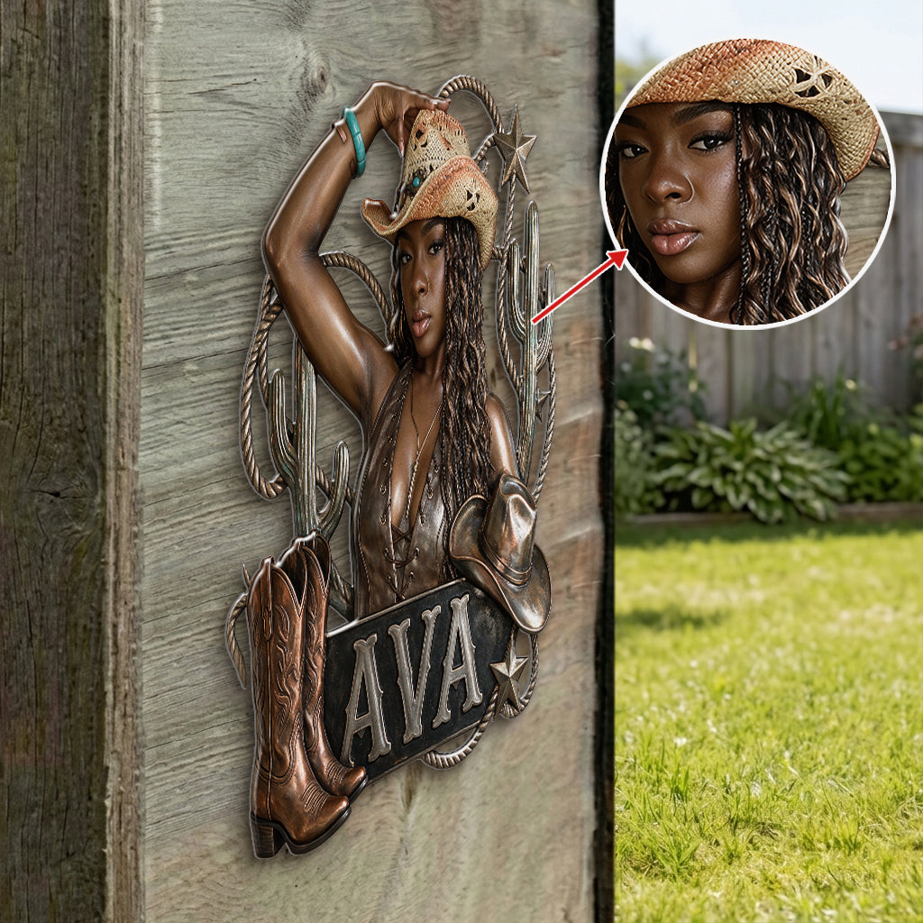 Cowgirl Spirit - Personalized Cowgirl 3D Printed Cut Metal Sign