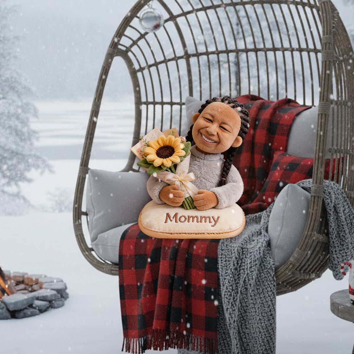 Mom Grandma And Bouquet - Personalized Mother Premium Faux Fur Pillow