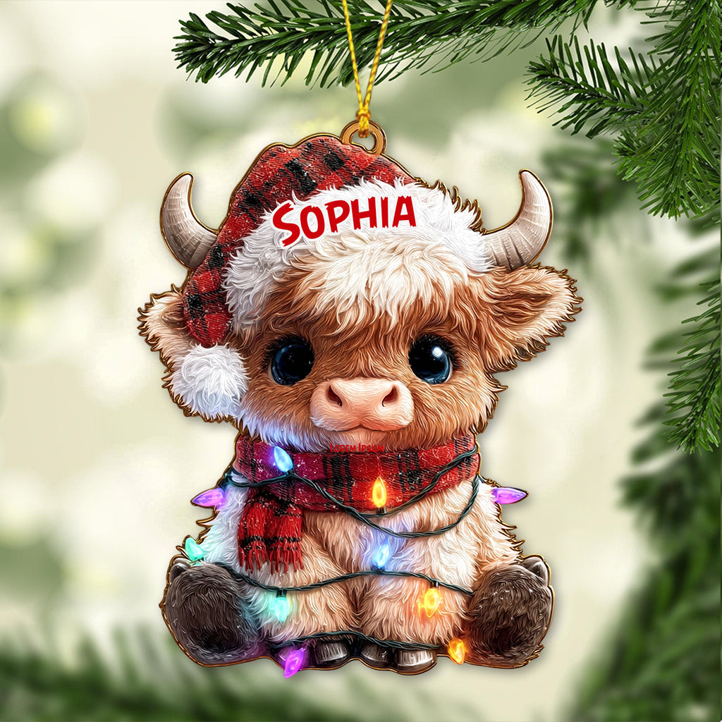 Merry Christmas - Personalized Highland Cow Ornament