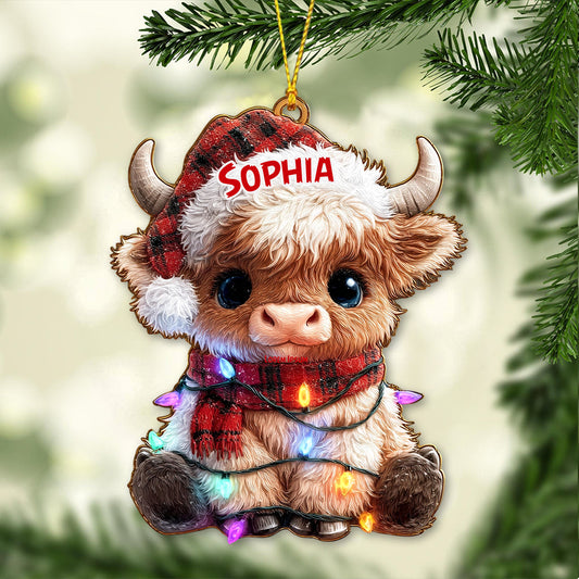Merry Christmas - Personalized Highland Cow Ornament