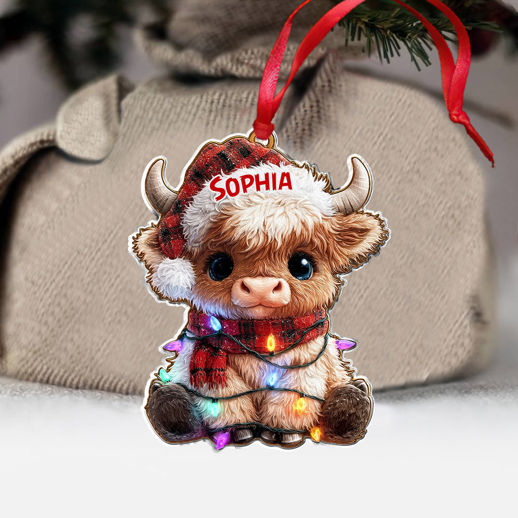 Merry Christmas - Personalized Highland Cow Ornament