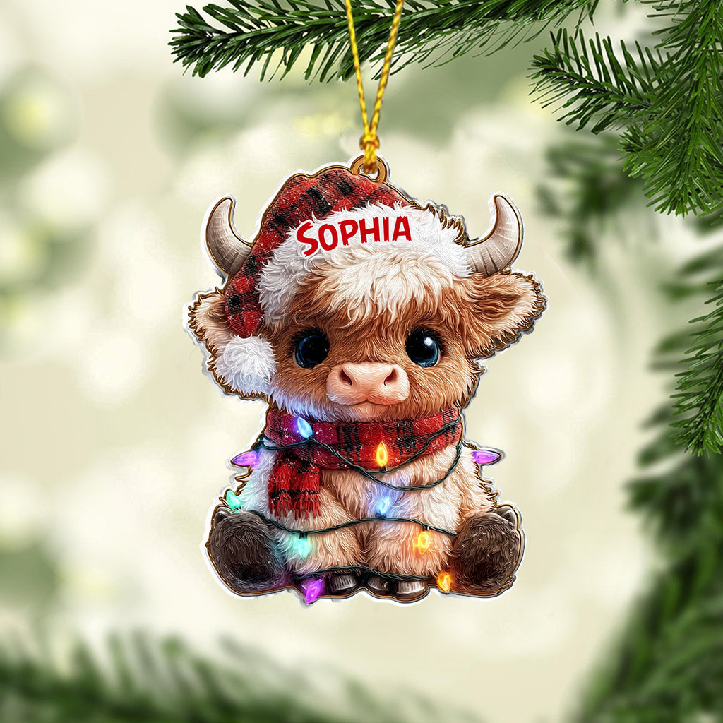 Merry Christmas - Personalized Highland Cow Ornament