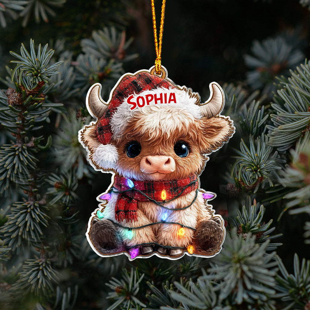 Merry Christmas - Personalized Highland Cow Ornament