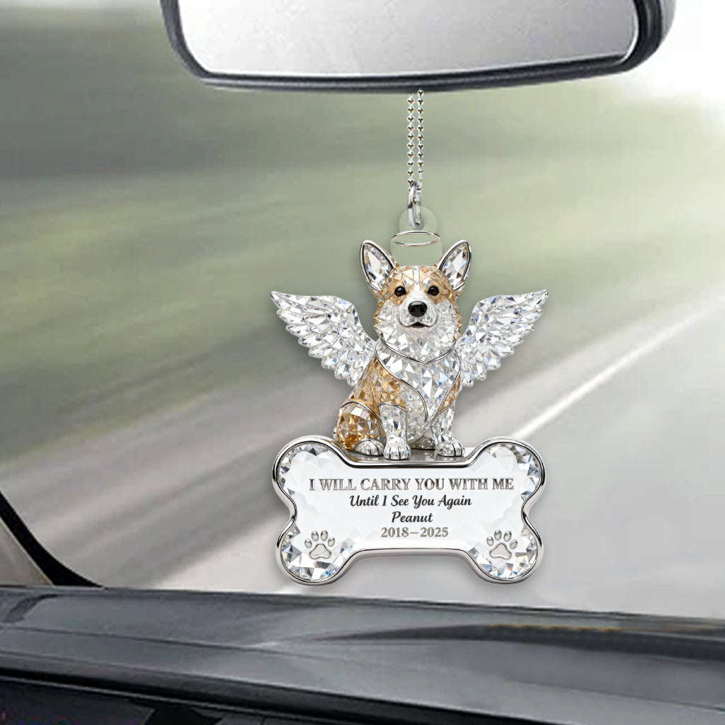 I Will Carry You With Me - Personalized Dog Transparent Car Ornament
