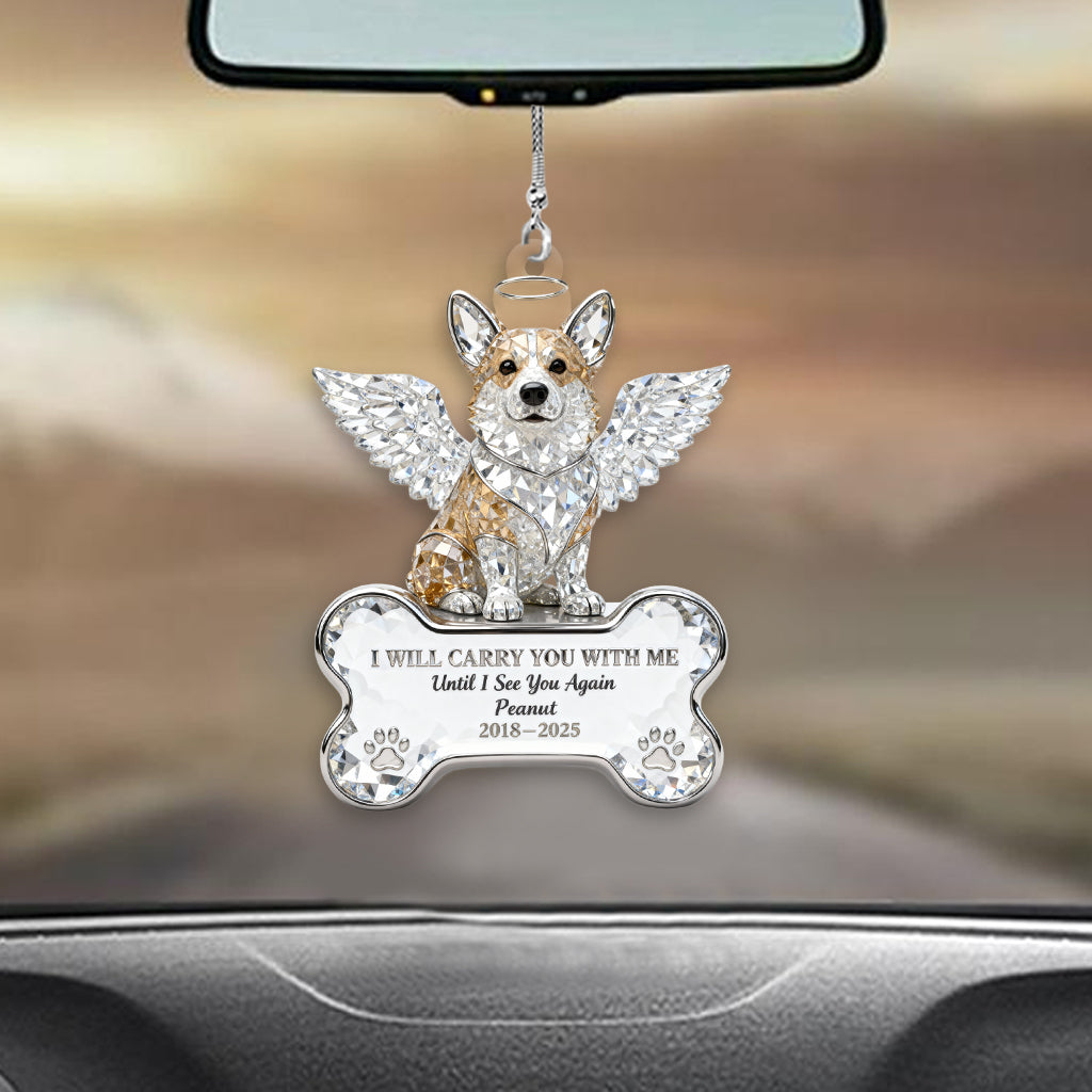 I Will Carry You With Me - Personalized Dog Transparent Car Ornament