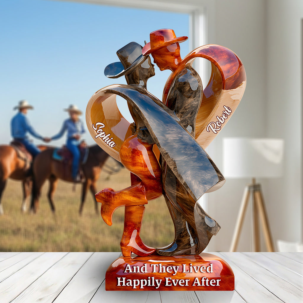 And They Lived Happily Ever After - Personalized Cowgirl Custom Shaped Acrylic Plaque