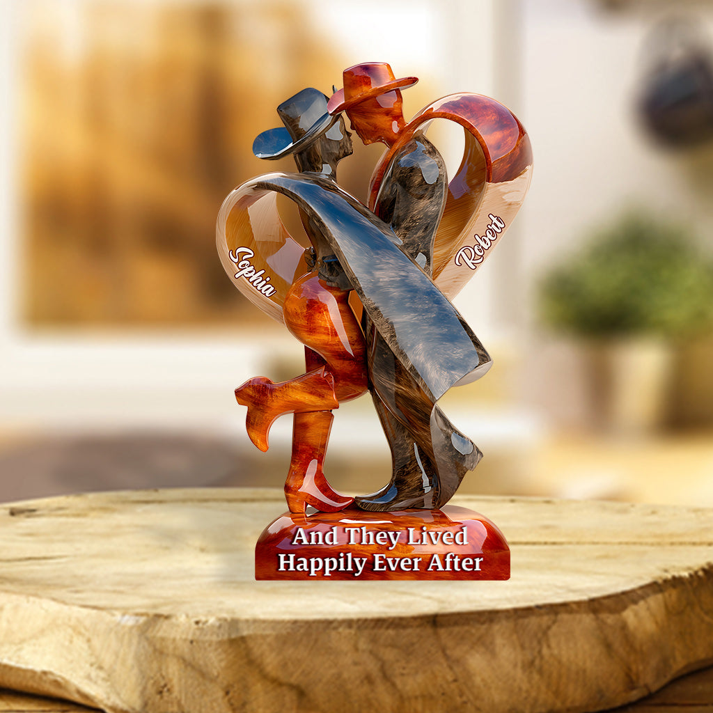 And They Lived Happily Ever After - Personalized Cowgirl Custom Shaped Acrylic Plaque