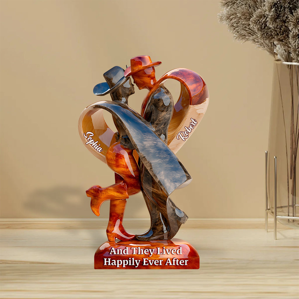 And They Lived Happily Ever After - Personalized Cowgirl Custom Shaped Acrylic Plaque