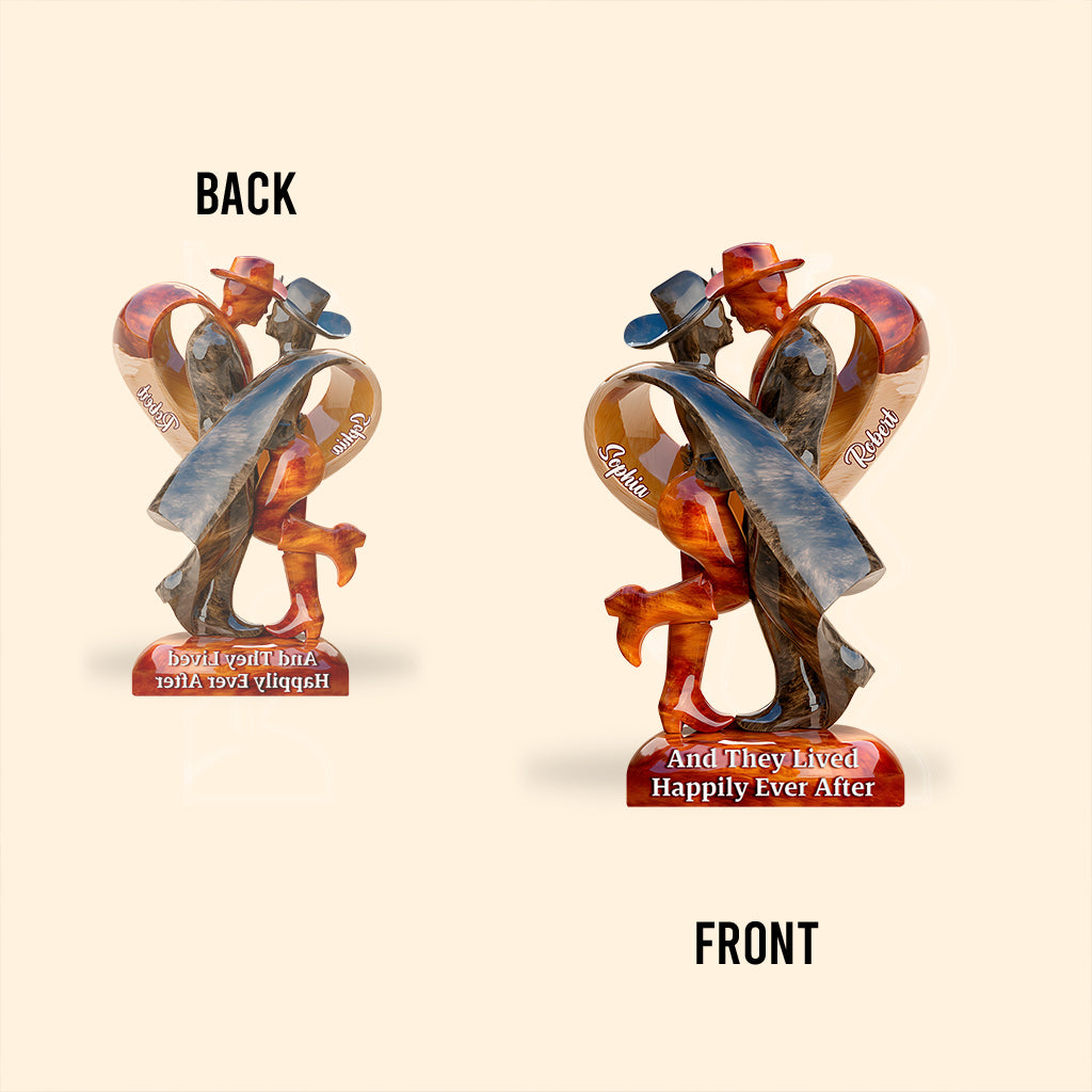 And They Lived Happily Ever After - Personalized Cowgirl Custom Shaped Acrylic Plaque