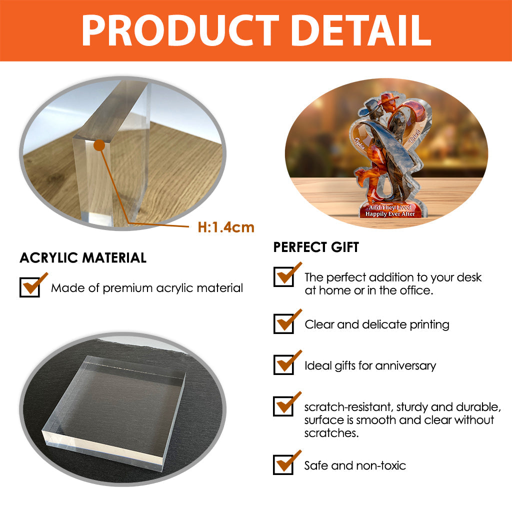 And They Lived Happily Ever After - Personalized Cowgirl Custom Shaped Acrylic Plaque