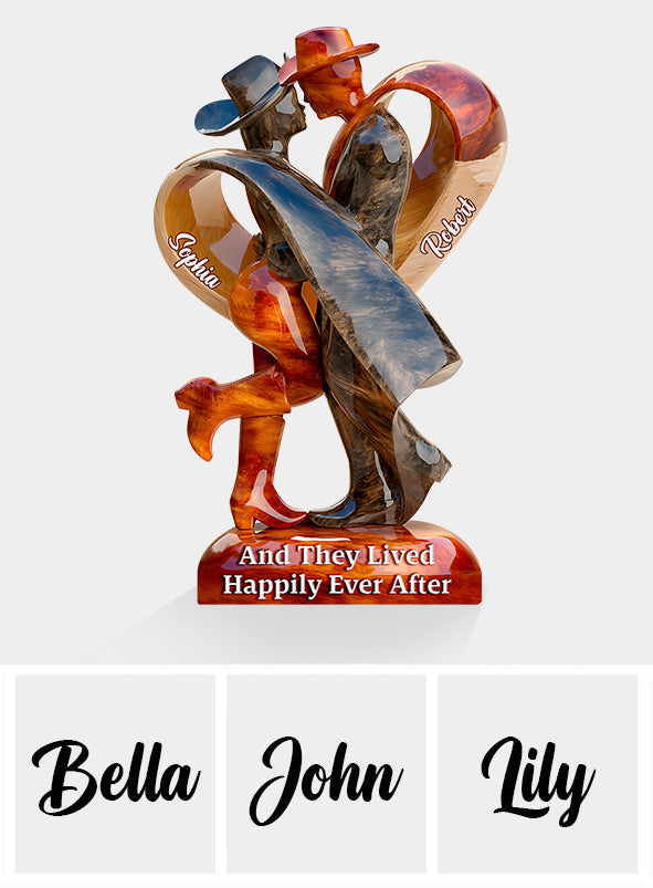 And They Lived Happily Ever After - Personalized Cowgirl Custom Shaped Acrylic Plaque