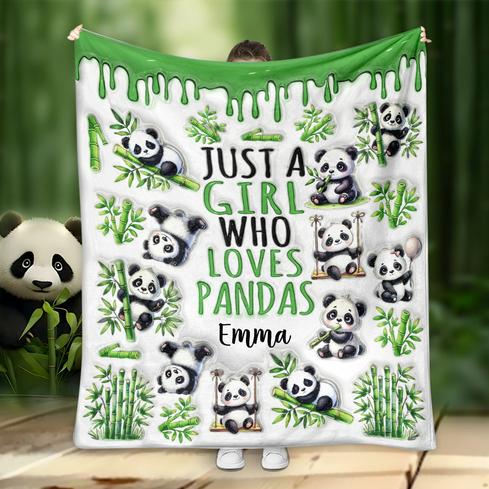 Just A Girl Who Loves Pandas - Personalized Panda Lover Blanket