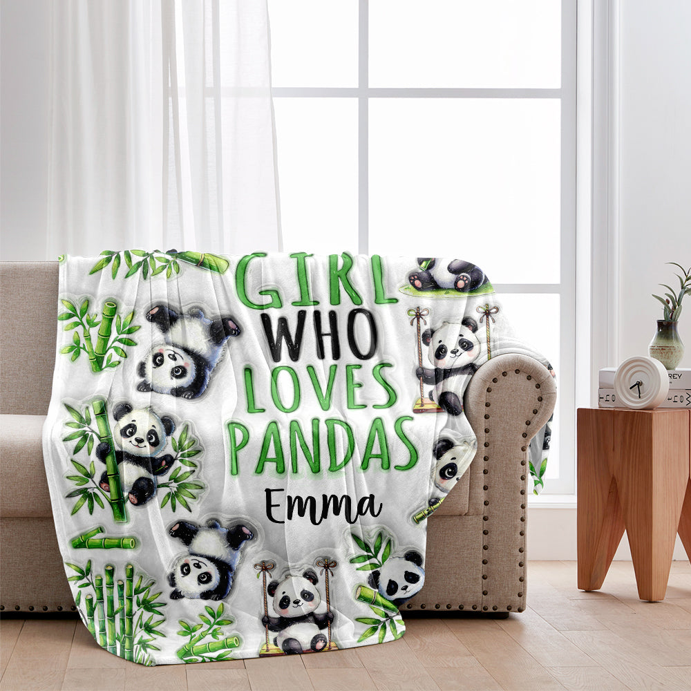 Just A Girl Who Loves Pandas - Personalized Panda Lover Blanket