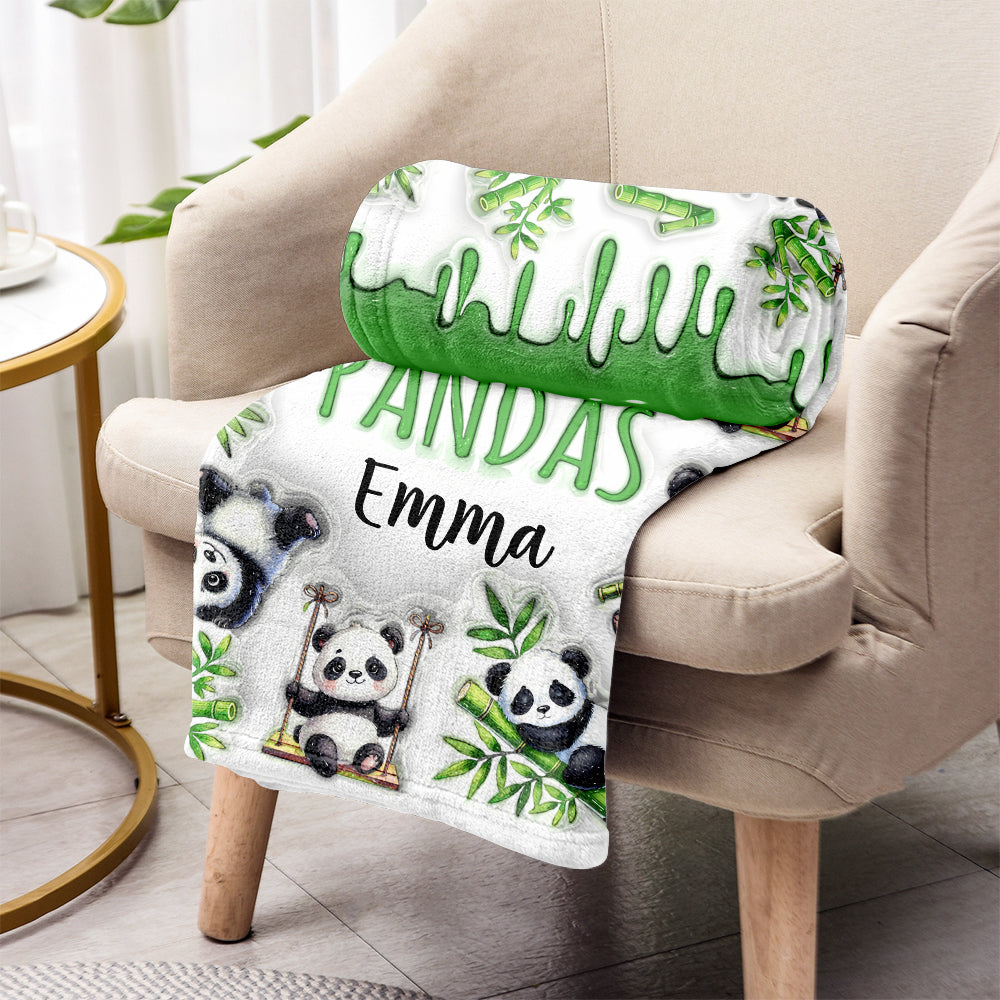 Just A Girl Who Loves Pandas - Personalized Panda Lover Blanket