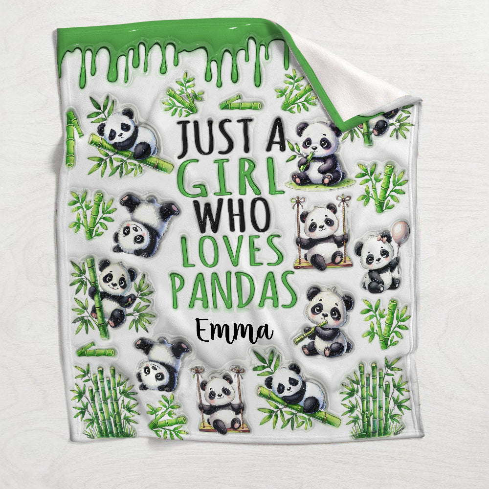 Just A Girl Who Loves Pandas - Personalized Panda Lover Blanket