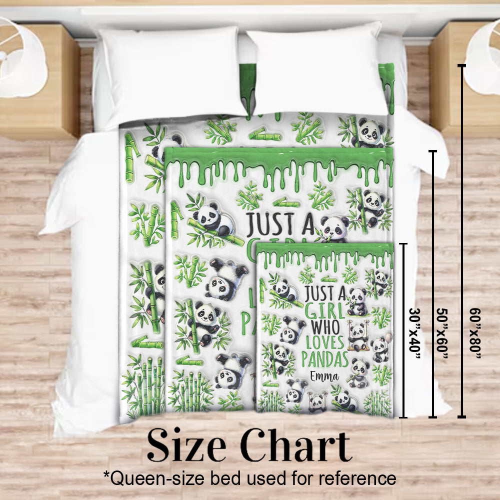 Just A Girl Who Loves Pandas - Personalized Panda Lover Blanket