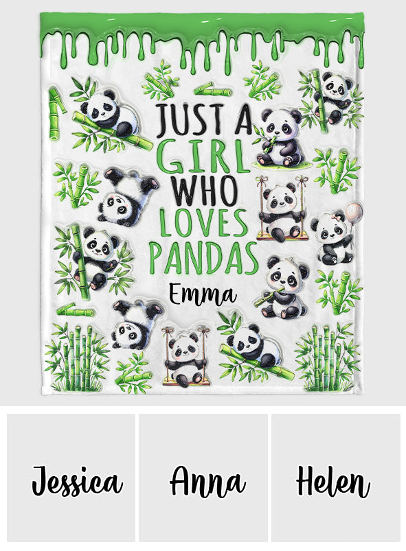 Just A Girl Who Loves Pandas - Personalized Panda Lover Blanket