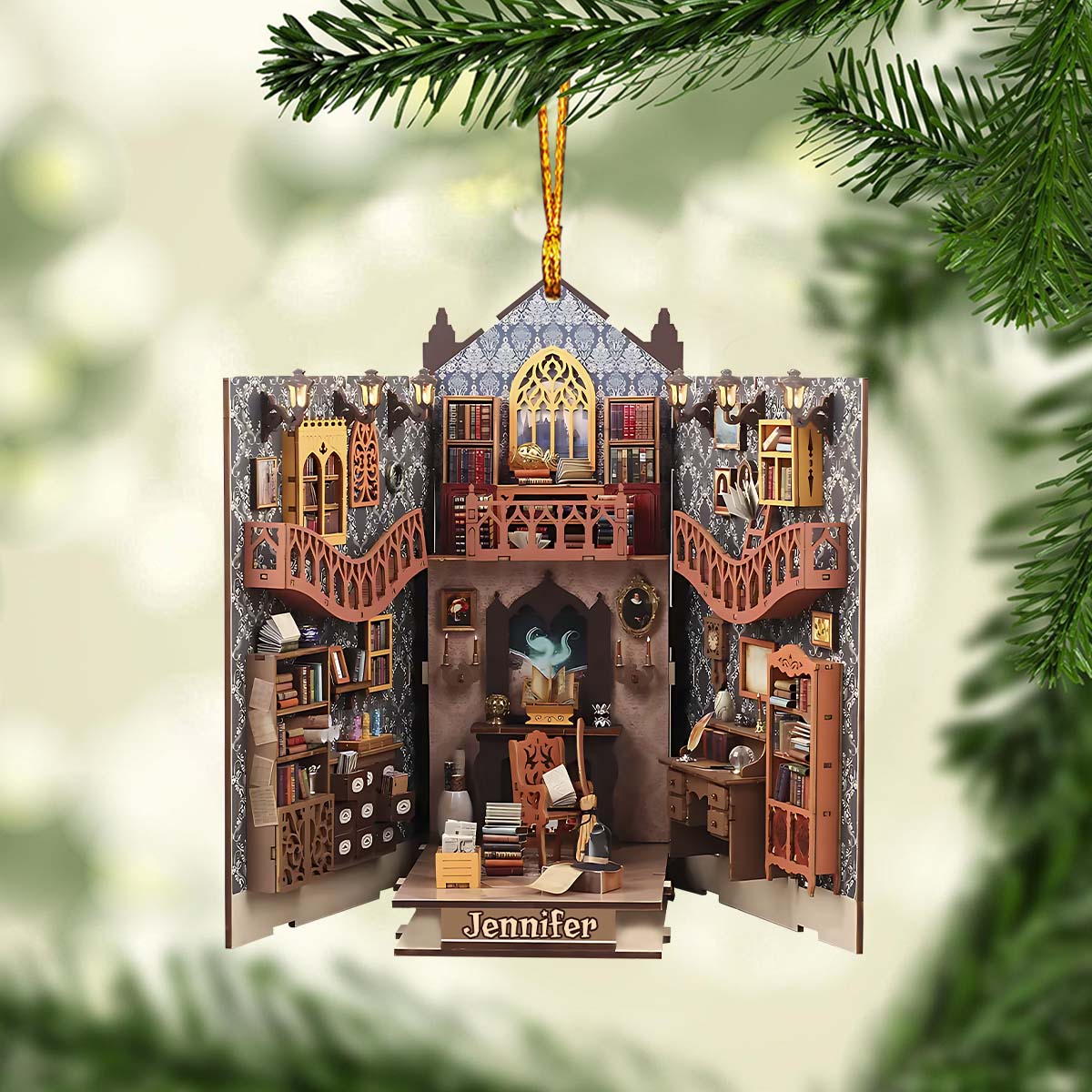 Mystery Reading Room - Personalized Book Ornament
