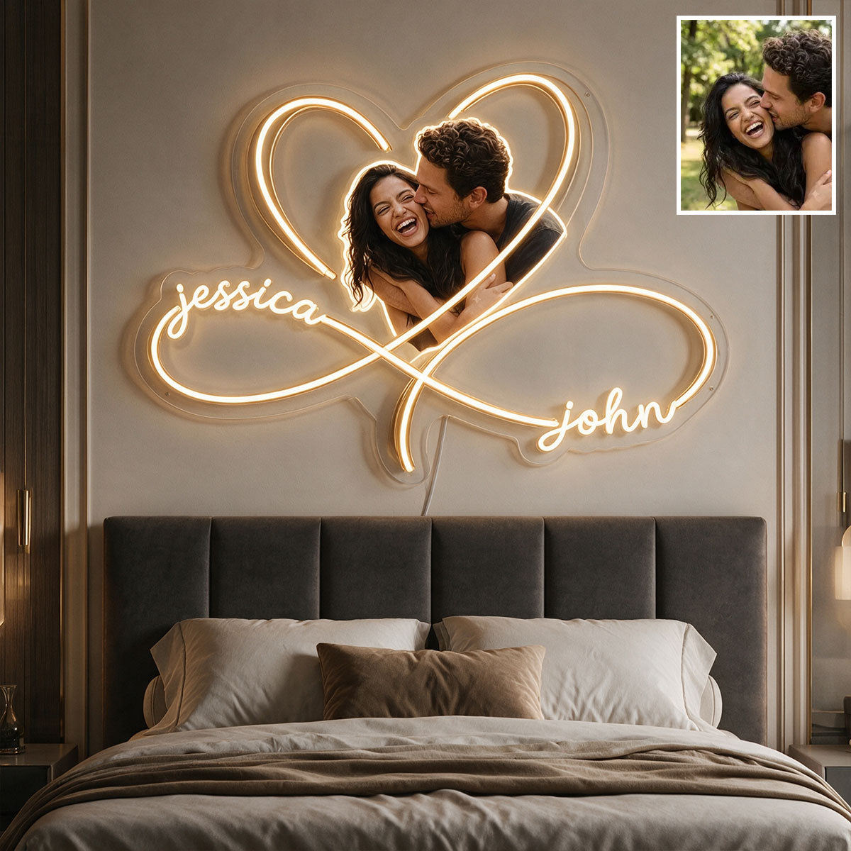 Love You Infinite, Bedroom Decoration - Personalized Couple Neon LED Light Sign