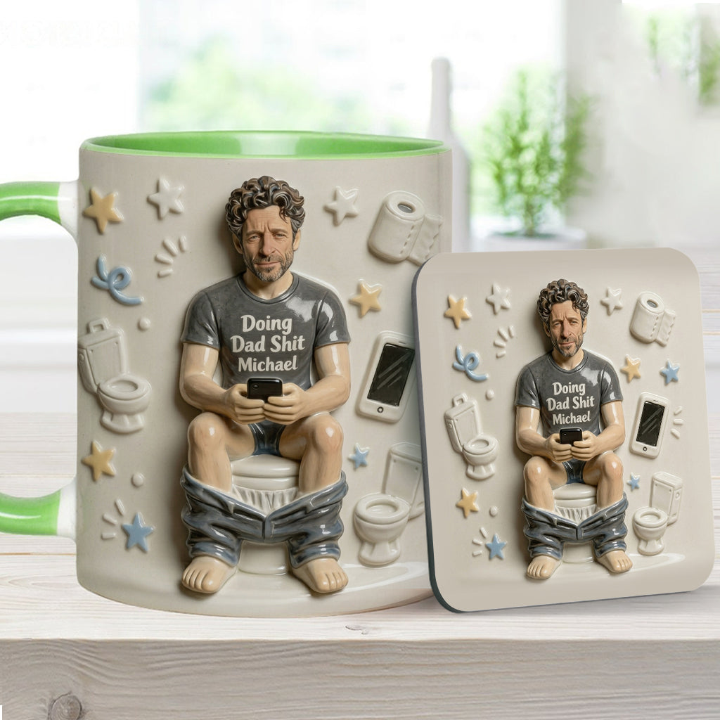 Beste Tageszeit - Personalisierte Vater-Tasse & Untersetzer
