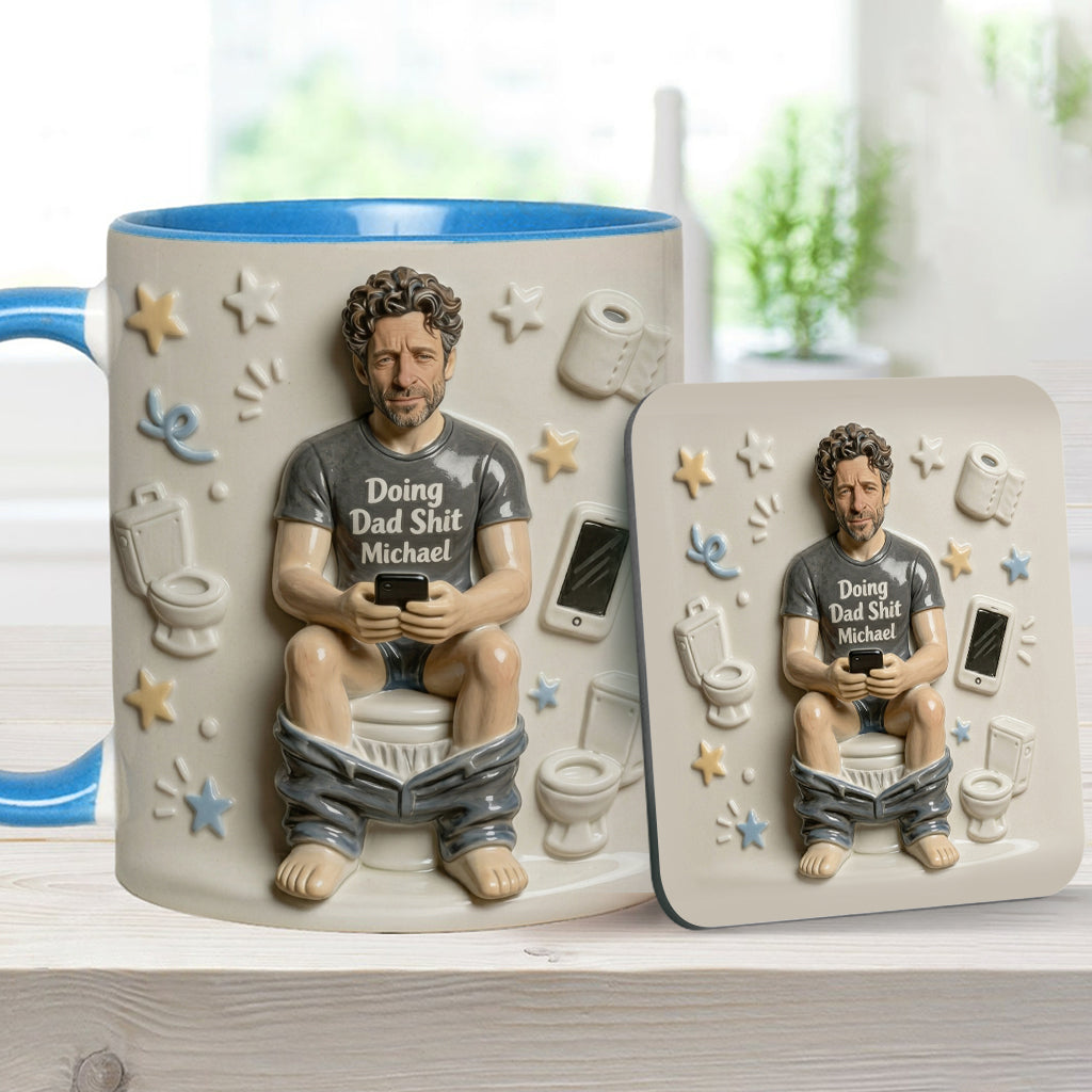 Beste Tageszeit - Personalisierte Vater-Tasse & Untersetzer