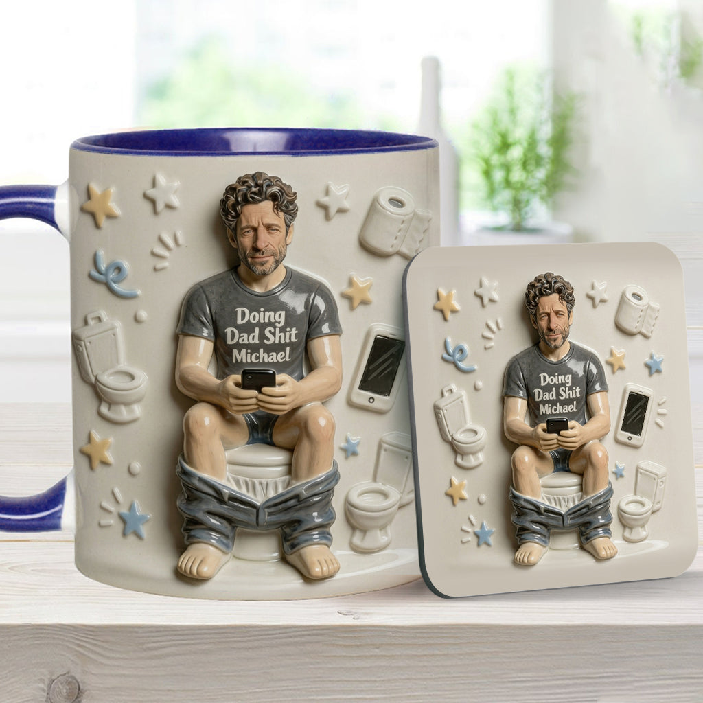 Beste Tageszeit - Personalisierte Vater-Tasse & Untersetzer