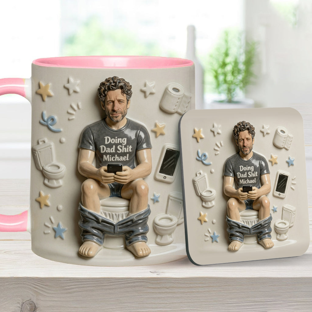 Beste Tageszeit - Personalisierte Vater-Tasse & Untersetzer