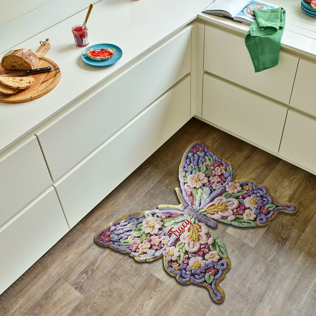 Flower Butterfly - Personalized Butterfly Non-Slip Tufted Rug