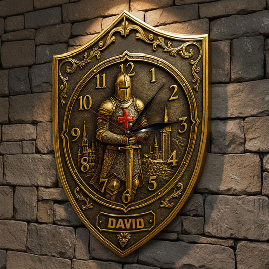 Knight Of God - Personalized Christian LED Light Wall Clock