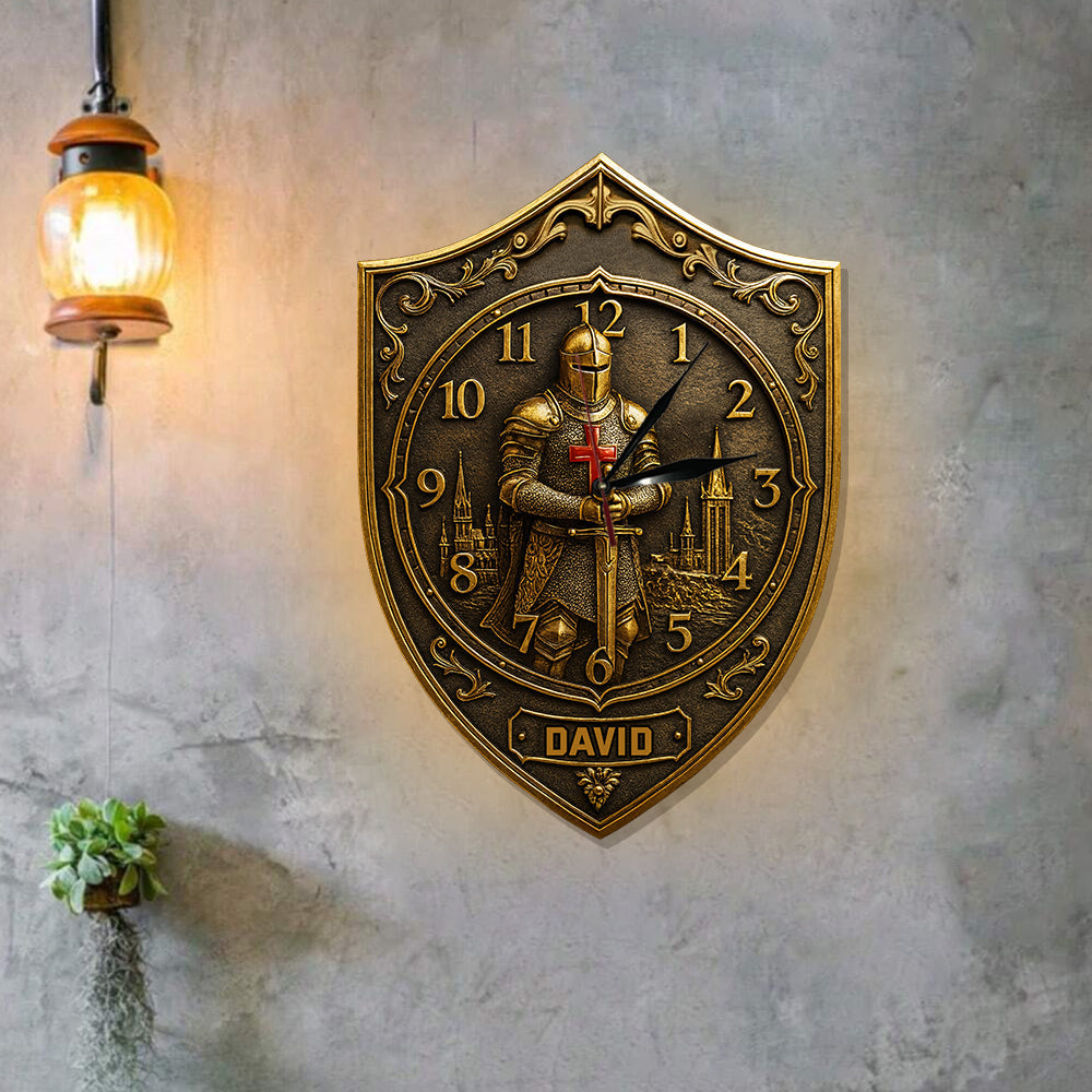 Knight Of God - Personalized Christian LED Light Wall Clock