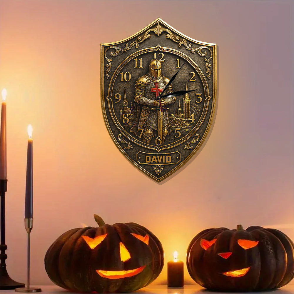 Knight Of God - Personalized Christian LED Light Wall Clock