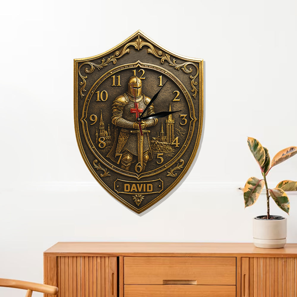 Knight Of God - Personalized Christian LED Light Wall Clock