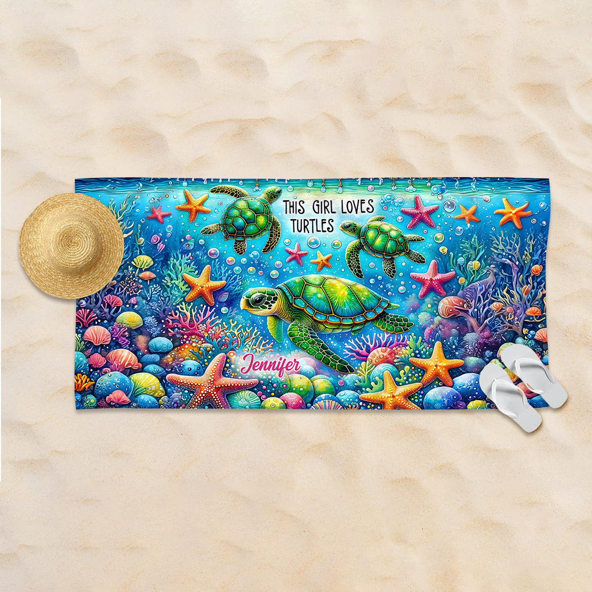 Just a Girl Who Loves Turtles - Personalized Turtle Quick-dry Beach Towel