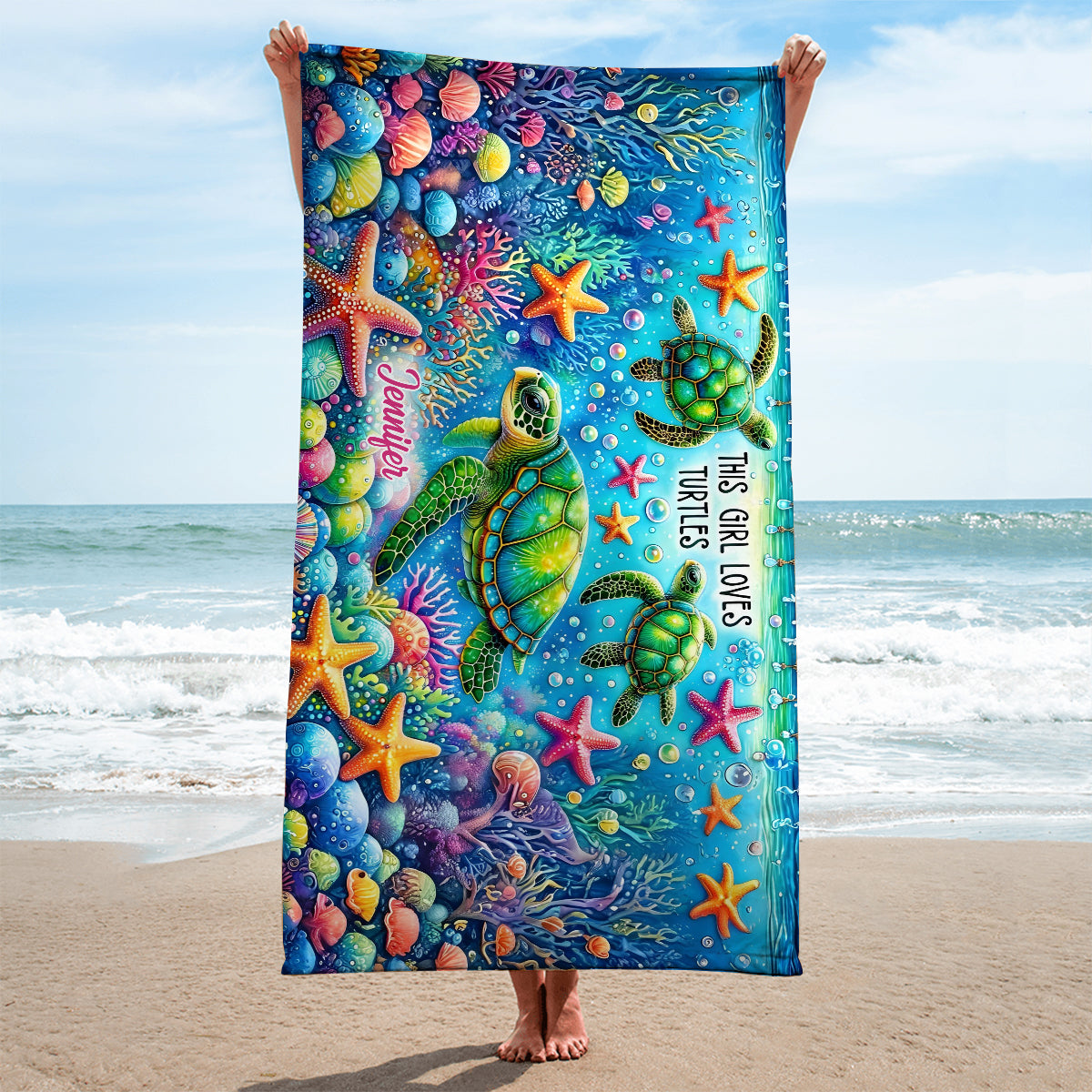 Just a Girl Who Loves Turtles - Personalized Turtle Quick-dry Beach Towel