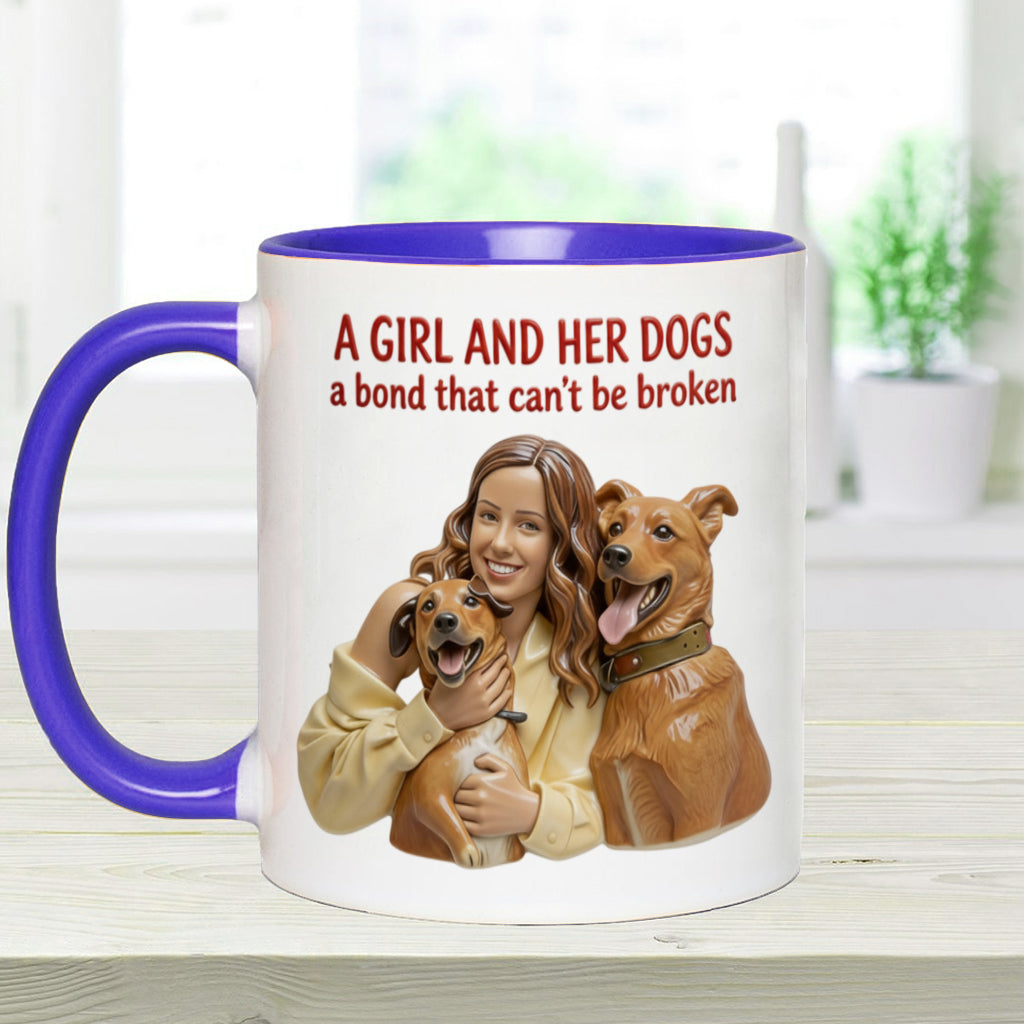 A Girl & Her Dogs Has Unbreakable Bond - Personalized Dog Accent Mug