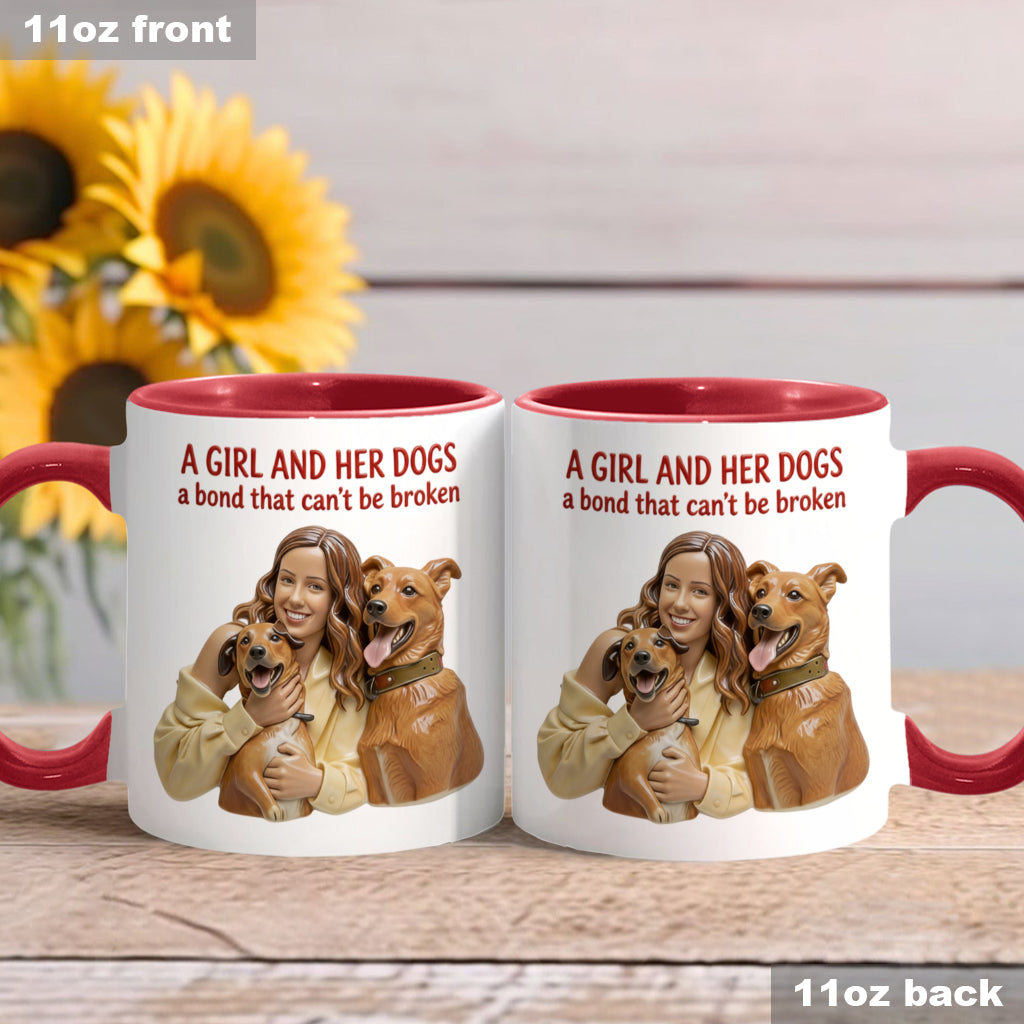 A Girl & Her Dogs Has Unbreakable Bond - Personalized Dog Accent Mug