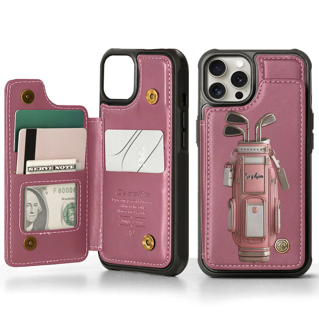 Luxury Gift For Golfer Custom Name - Personalized Golf Wallet Phone Case
