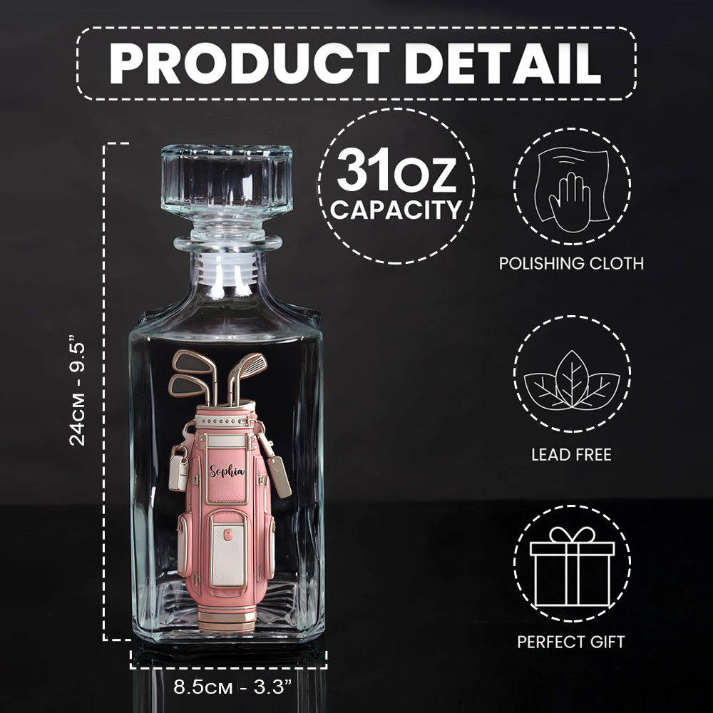 Luxury Gift For Golfer Custom Name - Personalized Golf Whiskey Decanter Set