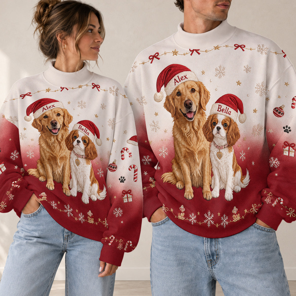 Merry Woofmas - Personalized Dog Mock Neck Sweatshirt