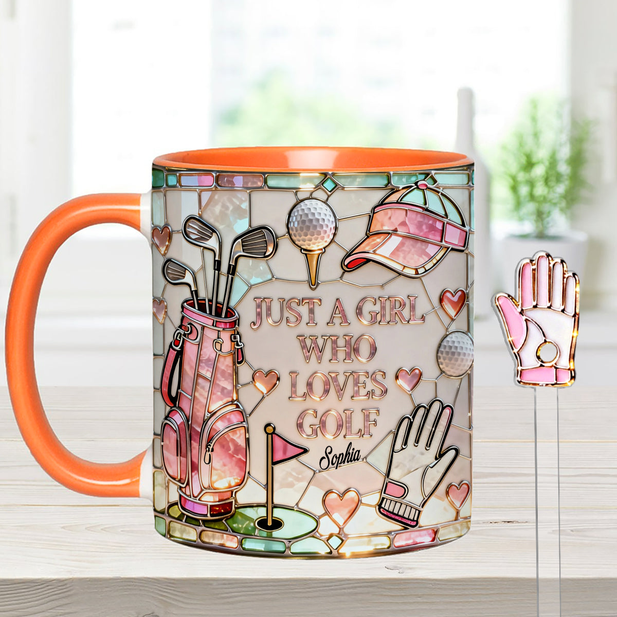 Just A Girl Who Loves Golf - Personalized Golf Set Accent Mug with Acrylic Stirrers