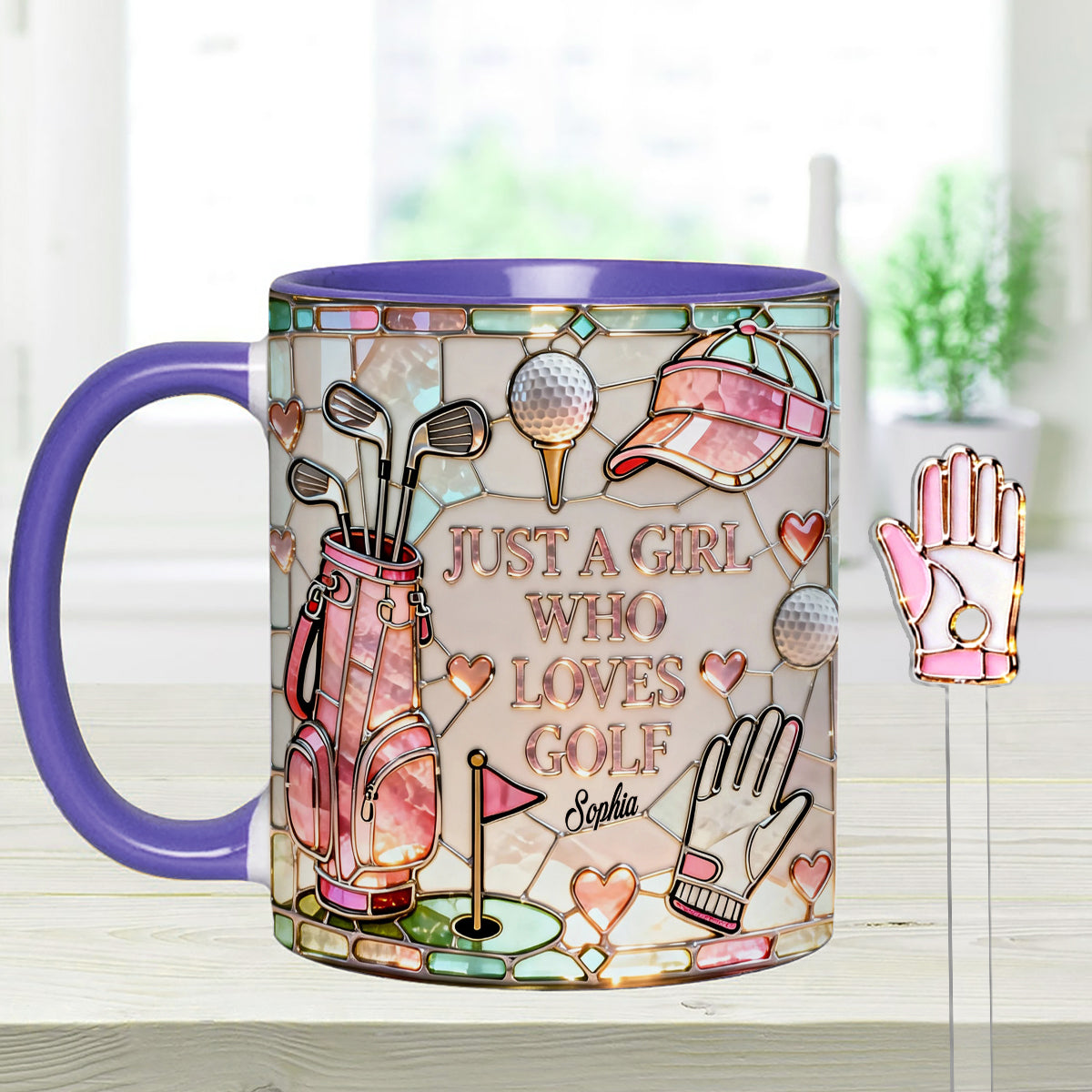 Just A Girl Who Loves Golf - Personalized Golf Set Accent Mug with Acrylic Stirrers