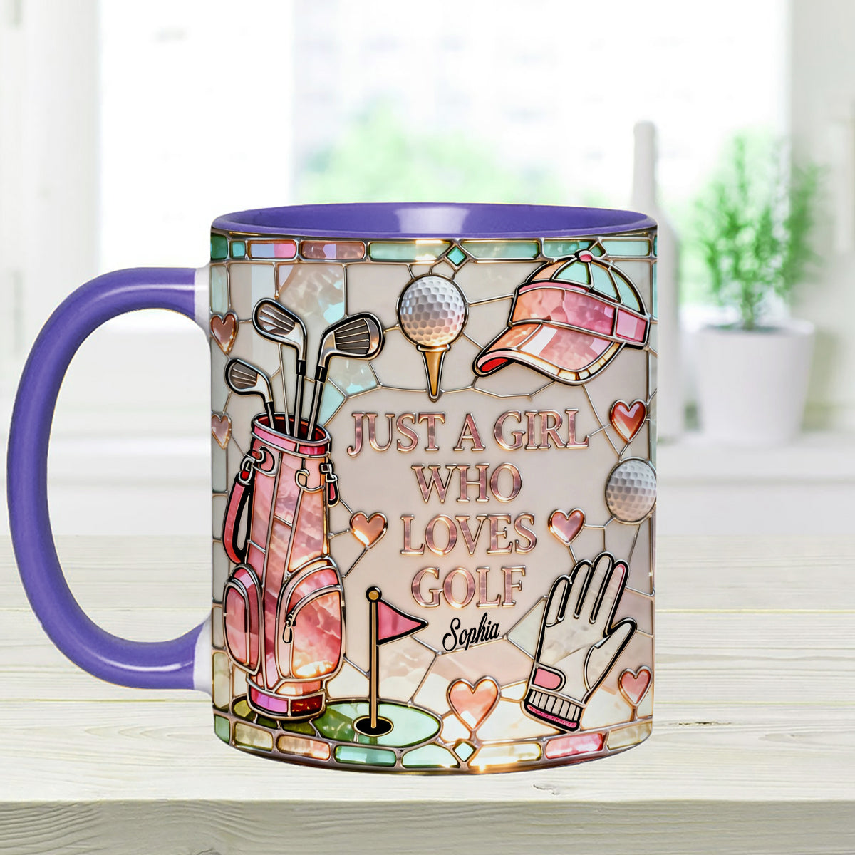 Just A Girl Who Loves Golf - Personalized Golf Set Accent Mug with Acrylic Stirrers