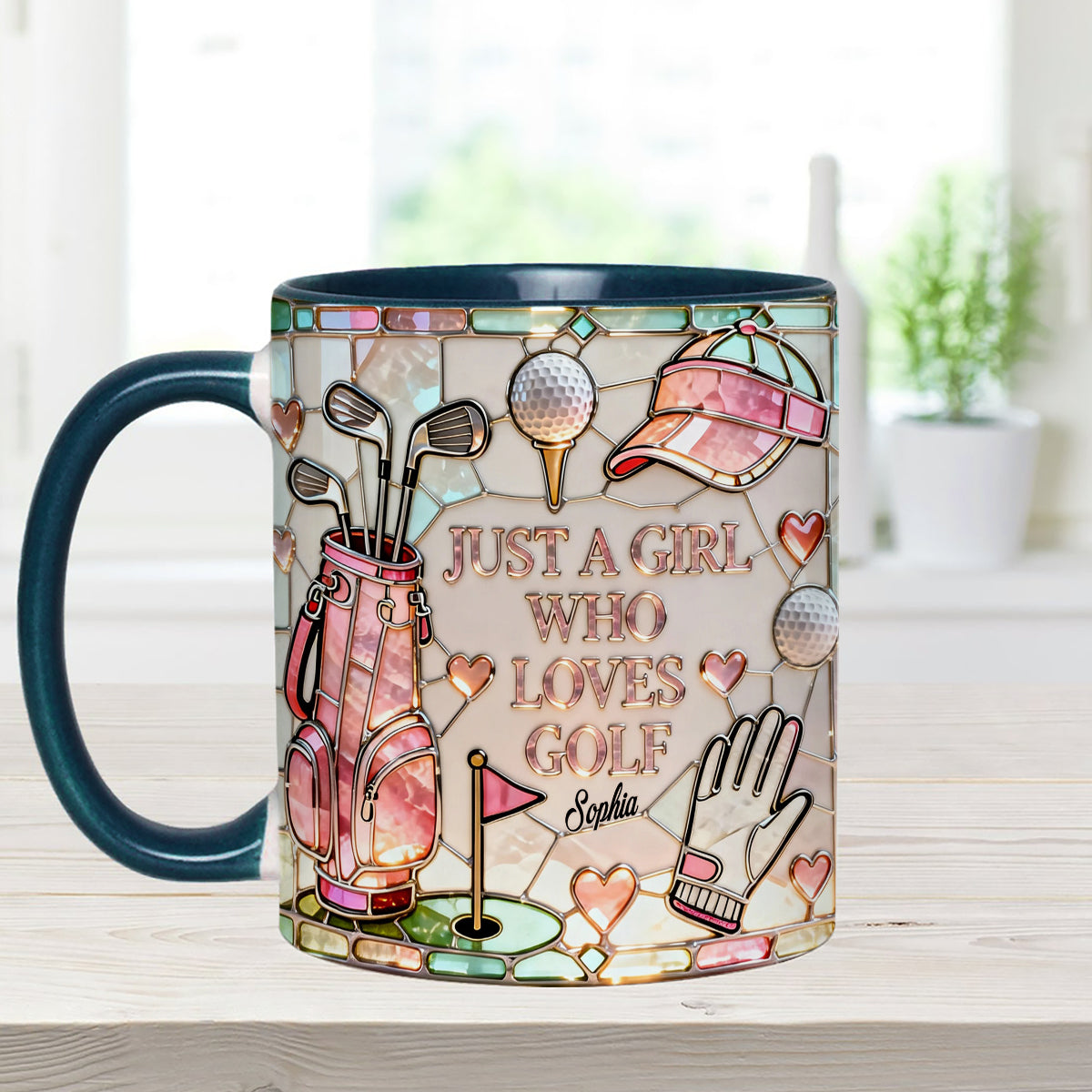 Just A Girl Who Loves Golf - Personalized Golf Set Accent Mug with Acrylic Stirrers