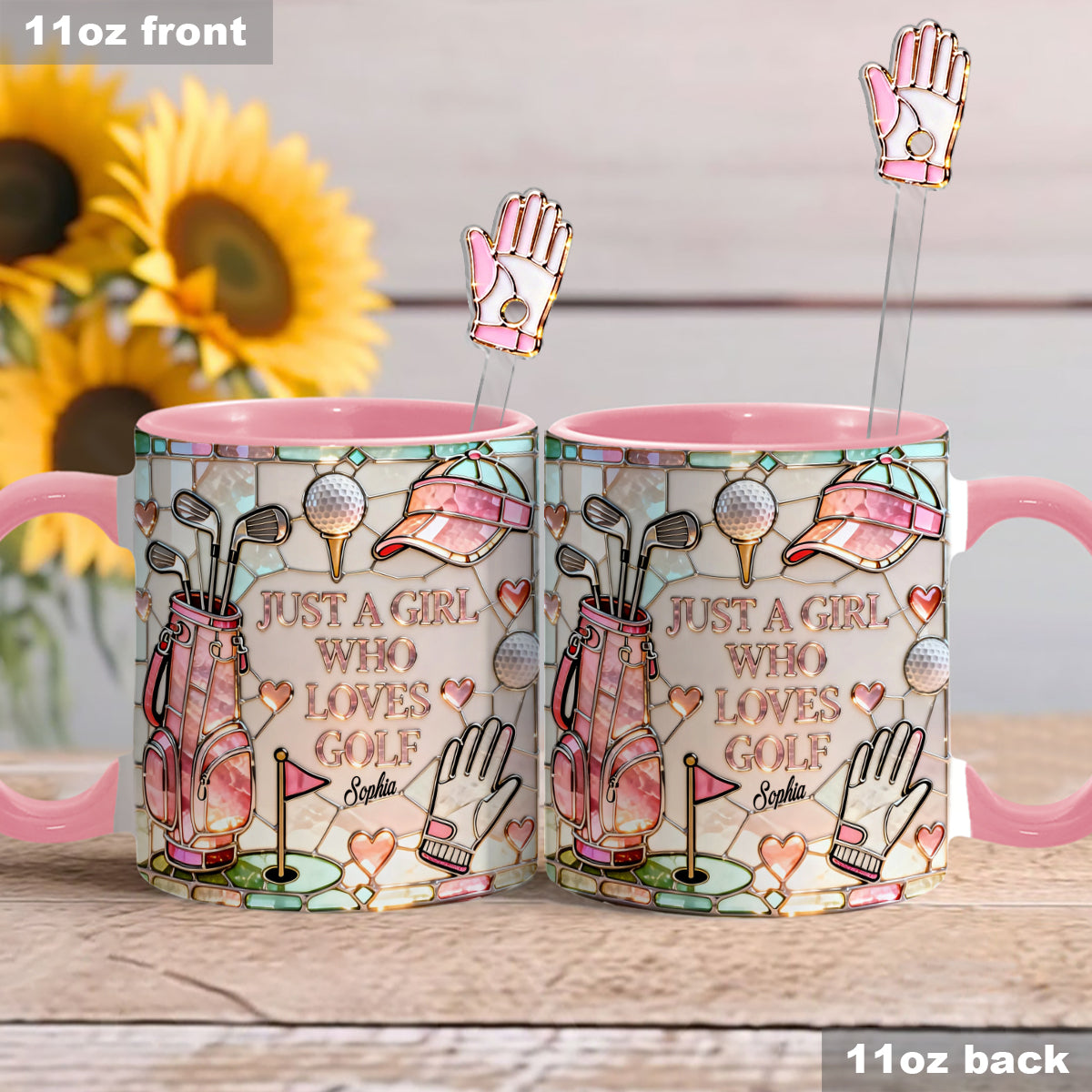 Just A Girl Who Loves Golf - Personalized Golf Set Accent Mug with Acrylic Stirrers