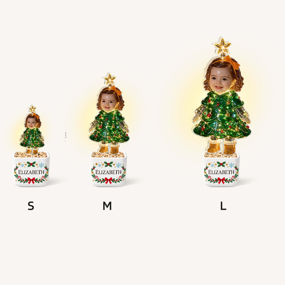 Cute Christmas Tree - Personalized Kid LED Light Ceramic Pot
