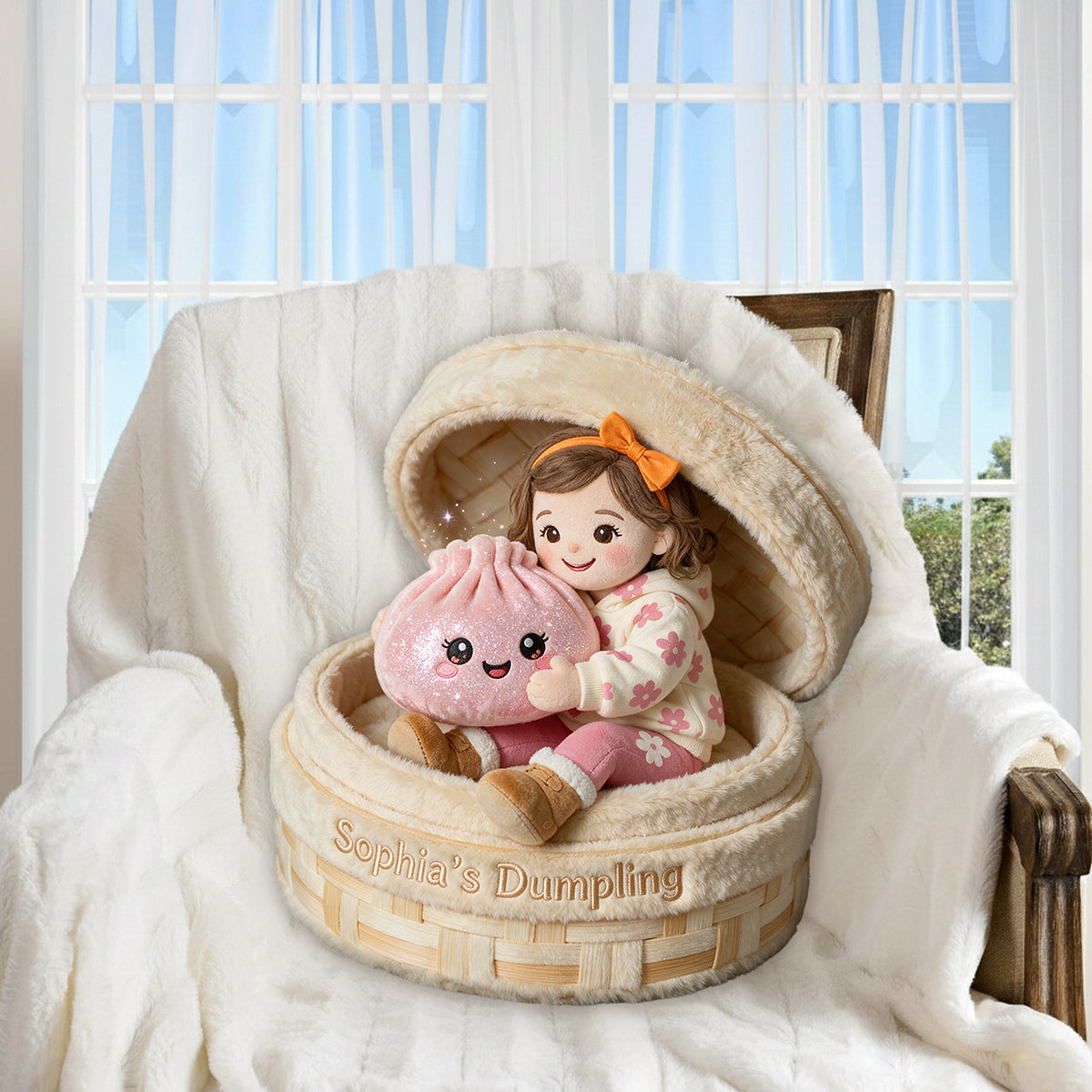 Das Lustige Mystery-Dumpling für Kinder - Personalisierbares Premium-Faux-Fur-Kissen