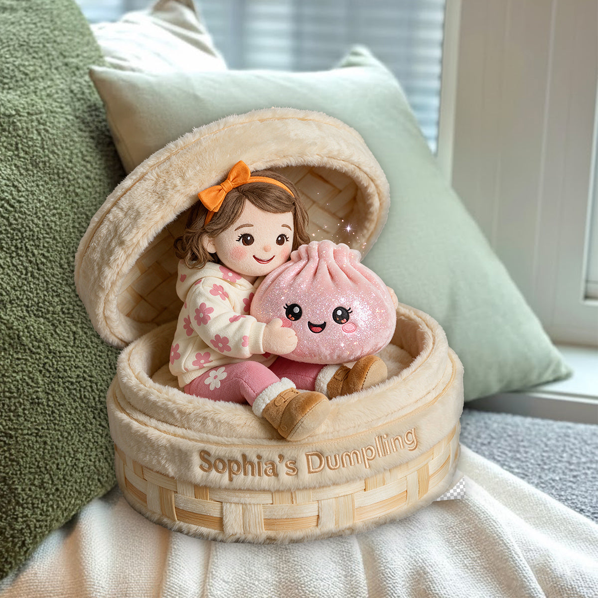Das Lustige Mystery-Dumpling für Kinder - Personalisierbares Premium-Faux-Fur-Kissen